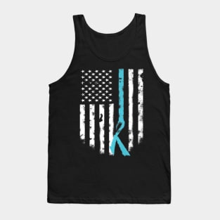 Allergy Awareness Support American Flag Teal Ribbon Tank Top